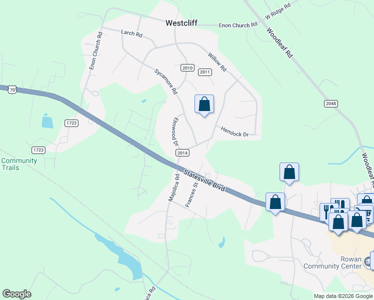 map of restaurants, bars, coffee shops, grocery stores, and more near 103 Ashbrook Road in Salisbury