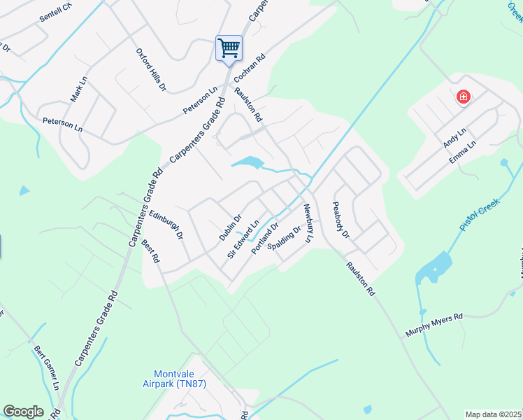 map of restaurants, bars, coffee shops, grocery stores, and more near 2303 Sir Edward Lane in Maryville