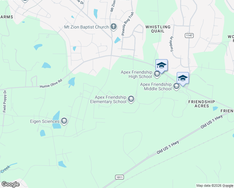 map of restaurants, bars, coffee shops, grocery stores, and more near 7917 Humie Olive Road in Apex