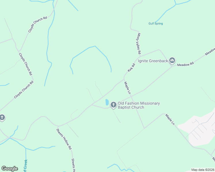 map of restaurants, bars, coffee shops, grocery stores, and more near 1034 Kirk Road in Greenback