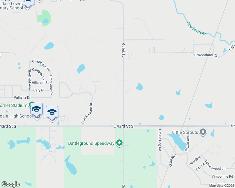 map of restaurants, bars, coffee shops, grocery stores, and more near 3998 Gulick Street in Muskogee