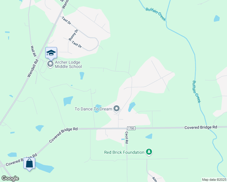 map of restaurants, bars, coffee shops, grocery stores, and more near 115 Tecumseh Court in Wendell