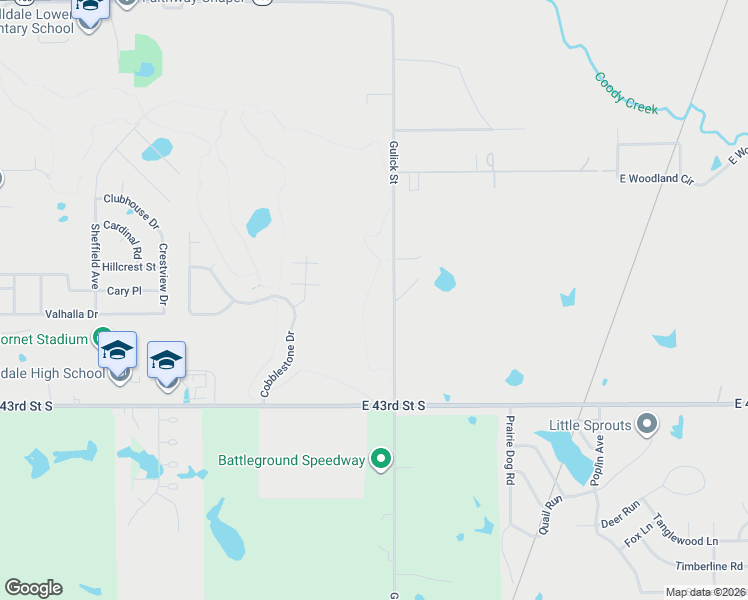 map of restaurants, bars, coffee shops, grocery stores, and more near 3998 Gulick Street in Muskogee