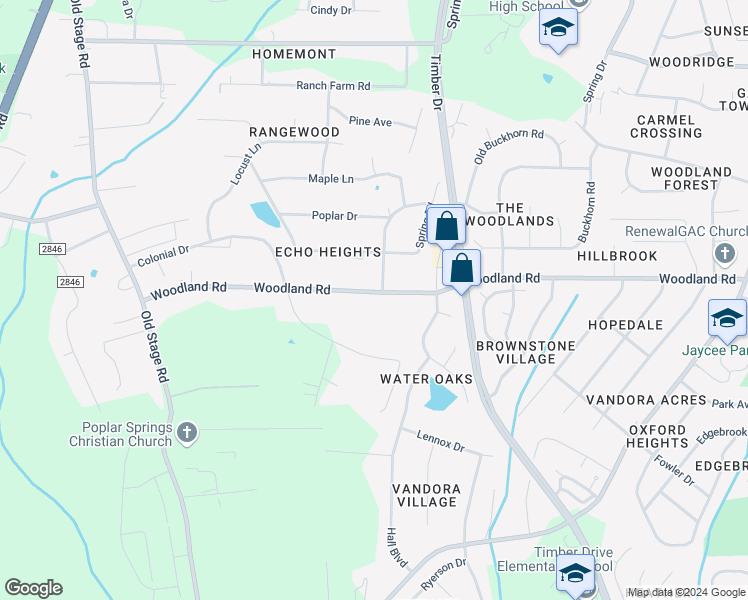 map of restaurants, bars, coffee shops, grocery stores, and more near 519 Woodland Road in Raleigh