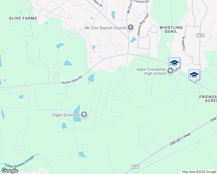 map of restaurants, bars, coffee shops, grocery stores, and more near 2802 Austin Falls Station in Apex