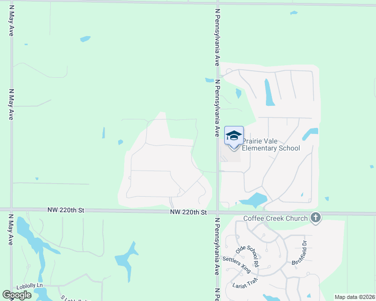 map of restaurants, bars, coffee shops, grocery stores, and more near 22701 North Pennsylvania Avenue in Edmond