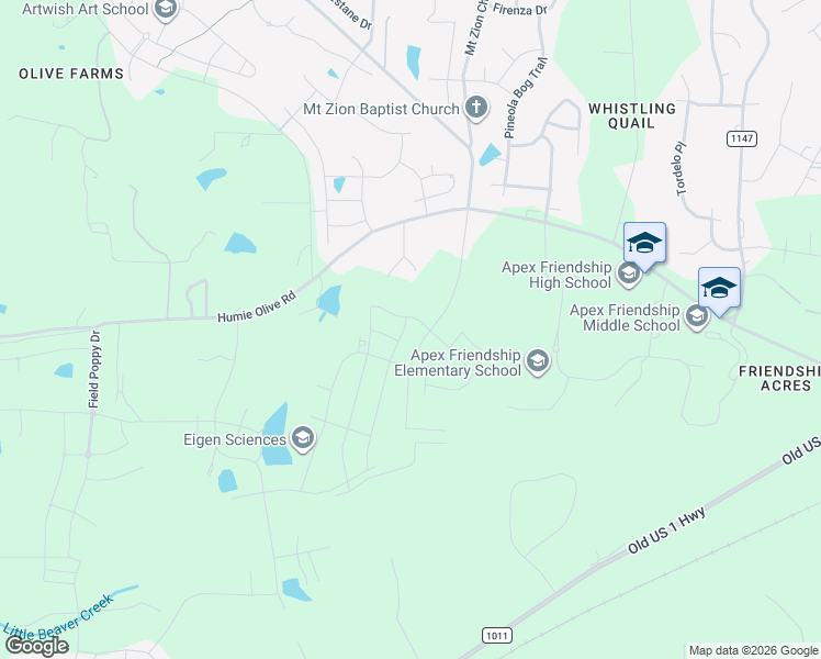 map of restaurants, bars, coffee shops, grocery stores, and more near 2712 Butterfinger Lane in Apex