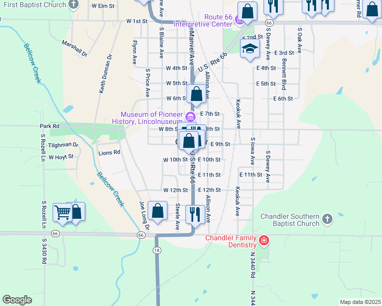 map of restaurants, bars, coffee shops, grocery stores, and more near 917 Manvel Avenue in Chandler