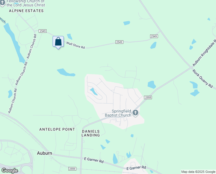 map of restaurants, bars, coffee shops, grocery stores, and more near 119 Azure Mist Drive in Raleigh