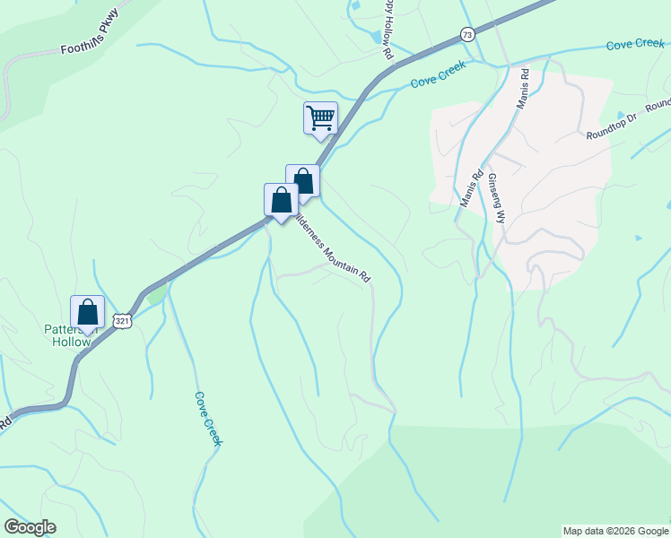 map of restaurants, bars, coffee shops, grocery stores, and more near 3319 Red Wolfe Road in Sevierville