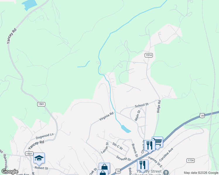 map of restaurants, bars, coffee shops, grocery stores, and more near 241 Virginia Drive in Marion