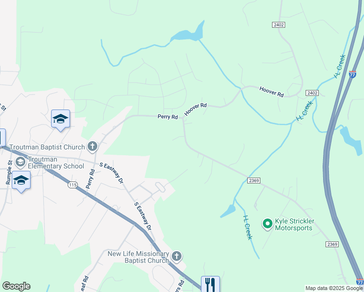 map of restaurants, bars, coffee shops, grocery stores, and more near 562 Perry Road in Troutman