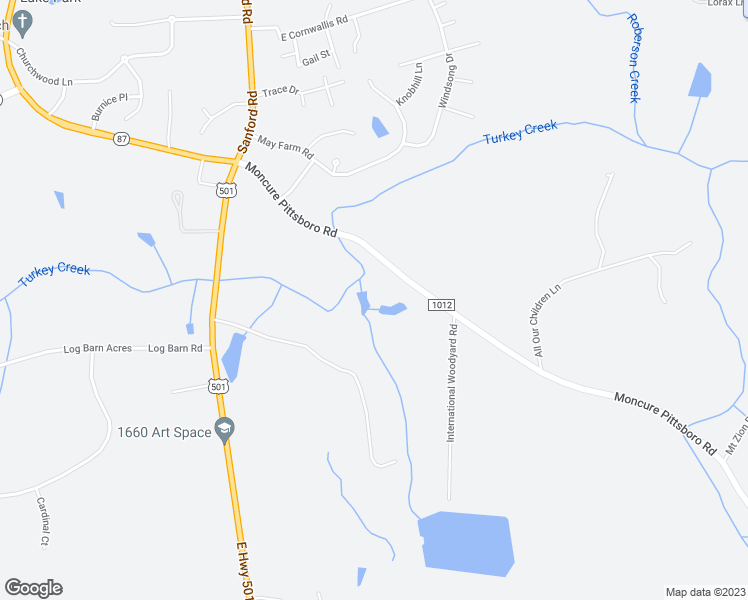 map of restaurants, bars, coffee shops, grocery stores, and more near 496 Moncure Pittsboro Road in Moncure