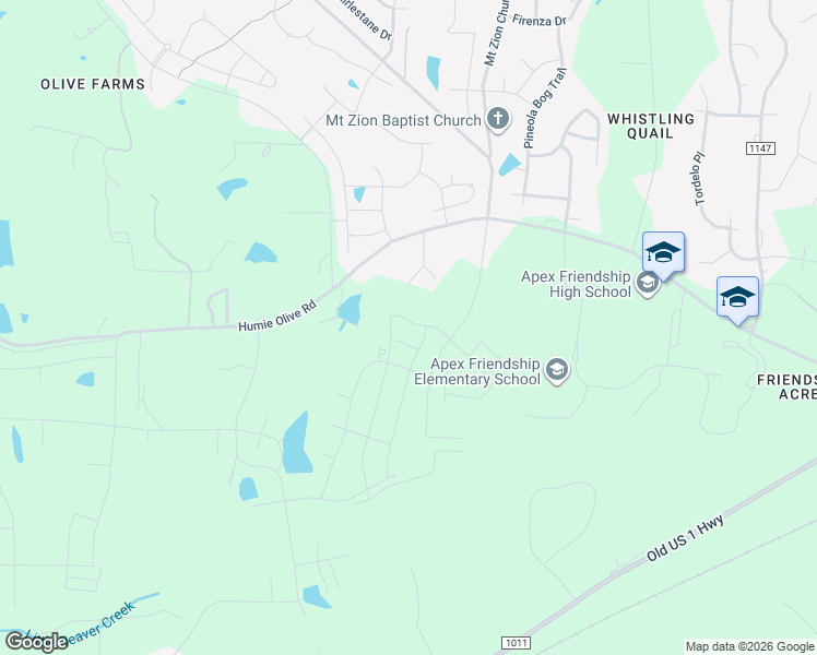 map of restaurants, bars, coffee shops, grocery stores, and more near 2847 Hunter Woods Drive in Apex