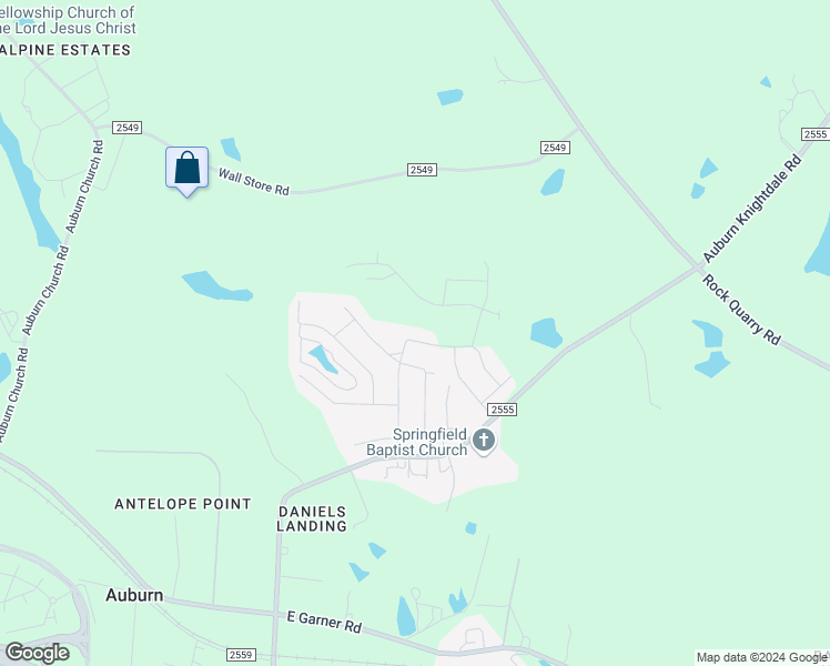 map of restaurants, bars, coffee shops, grocery stores, and more near 119 Azure Mist Drive in Raleigh