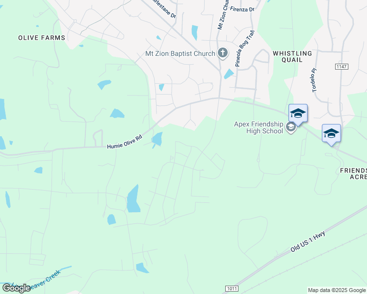 map of restaurants, bars, coffee shops, grocery stores, and more near 2847 Hunter Woods Drive in Apex