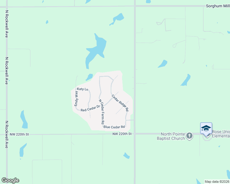 map of restaurants, bars, coffee shops, grocery stores, and more near 6085 Red Cedar Drive in Edmond