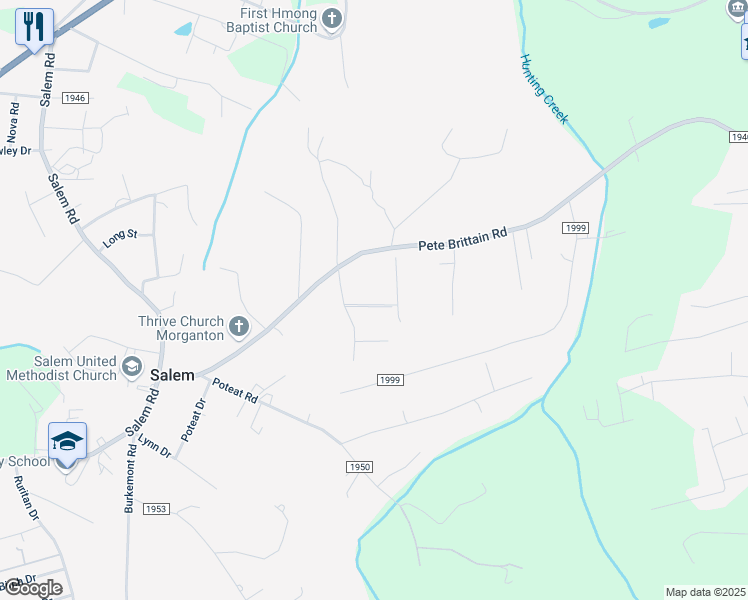 map of restaurants, bars, coffee shops, grocery stores, and more near 105 Emerald Court in Morganton