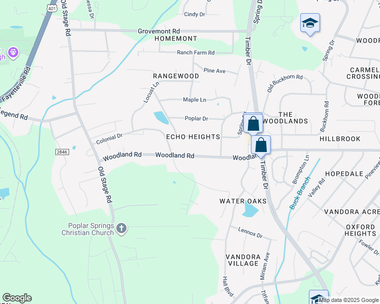 map of restaurants, bars, coffee shops, grocery stores, and more near 624 Woodland Road in Raleigh