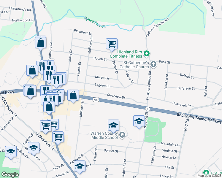 map of restaurants, bars, coffee shops, grocery stores, and more near 325 Lagoon Drive in McMinnville