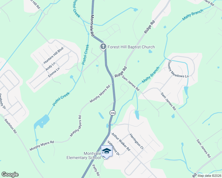 map of restaurants, bars, coffee shops, grocery stores, and more near 2919 Montvale Road in Maryville