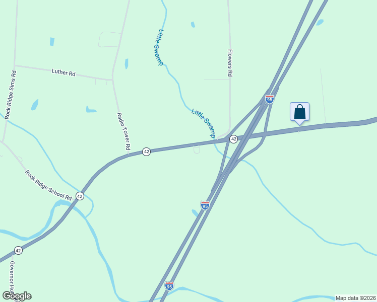 map of restaurants, bars, coffee shops, grocery stores, and more near 6135 North Carolina 42 in Wilson