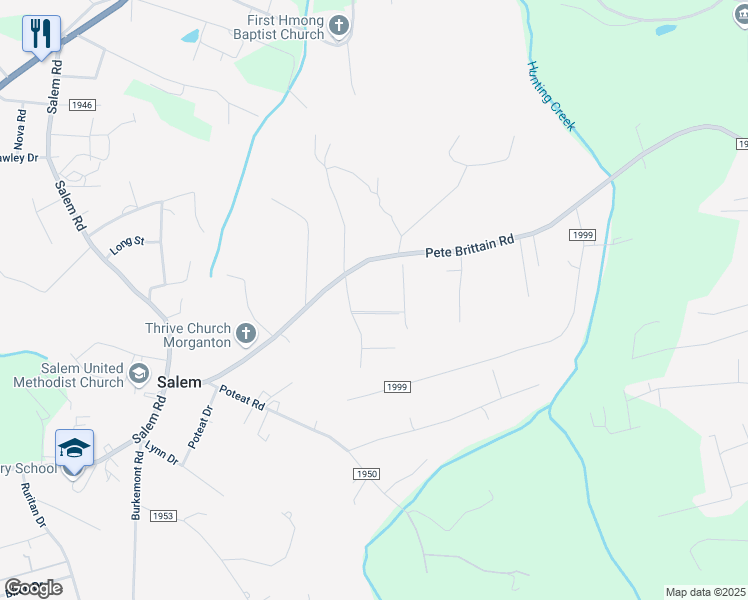 map of restaurants, bars, coffee shops, grocery stores, and more near 105 Emerald Court in Morganton