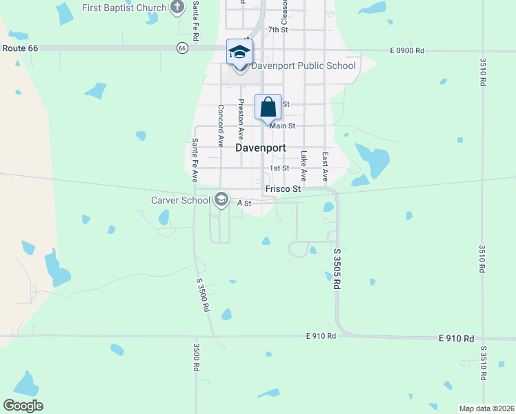 map of restaurants, bars, coffee shops, grocery stores, and more near 115 South Broadway in Davenport