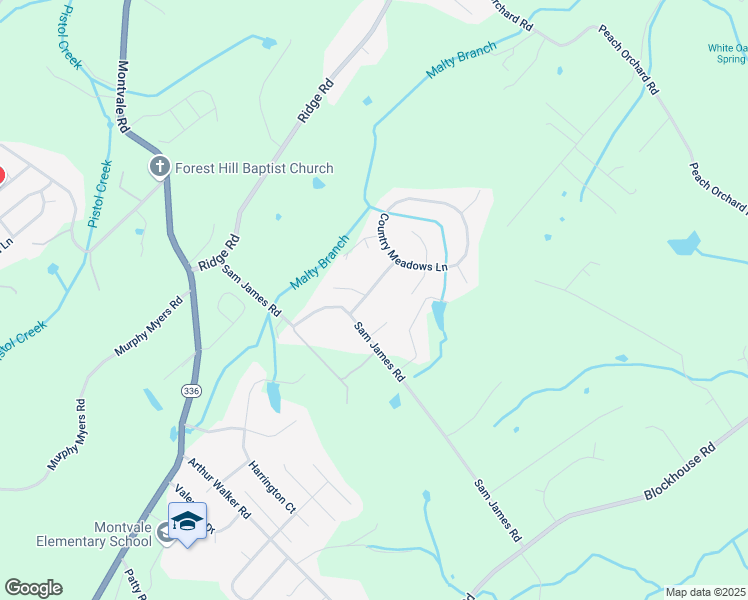 map of restaurants, bars, coffee shops, grocery stores, and more near 2814 Country Meadows Lane in Maryville