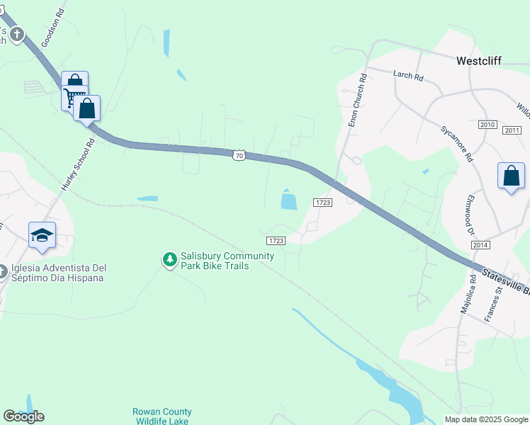 map of restaurants, bars, coffee shops, grocery stores, and more near 260 Dappler Lane in Salisbury