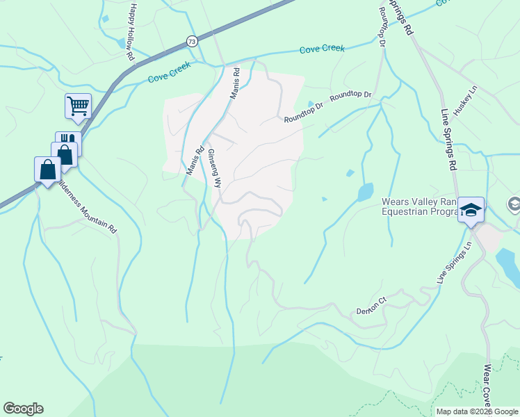 map of restaurants, bars, coffee shops, grocery stores, and more near 4080 Ole Smoky Way in Sevierville