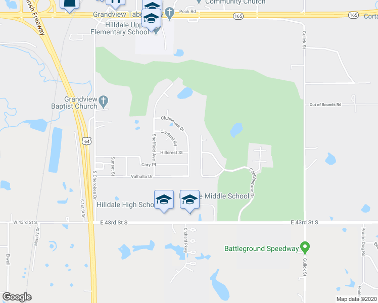 map of restaurants, bars, coffee shops, grocery stores, and more near 3816 Crestview Drive in Muskogee