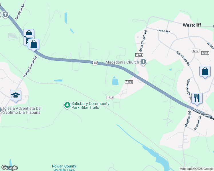 map of restaurants, bars, coffee shops, grocery stores, and more near 260 Dappler Lane in Salisbury