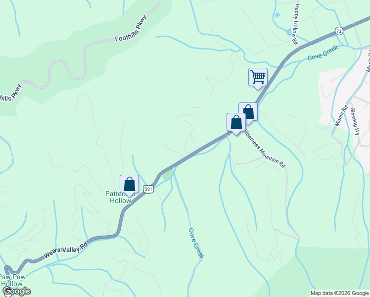 map of restaurants, bars, coffee shops, grocery stores, and more near 4228 Wears Valley Road in Sevierville