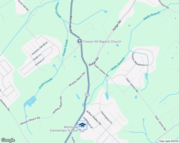map of restaurants, bars, coffee shops, grocery stores, and more near 2919 Montvale Road in Maryville