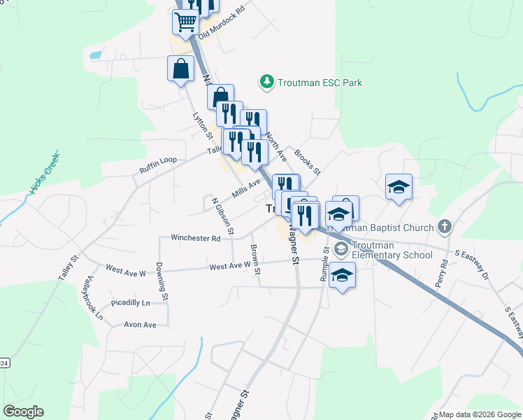 map of restaurants, bars, coffee shops, grocery stores, and more near 168 East Church Street in Cleveland