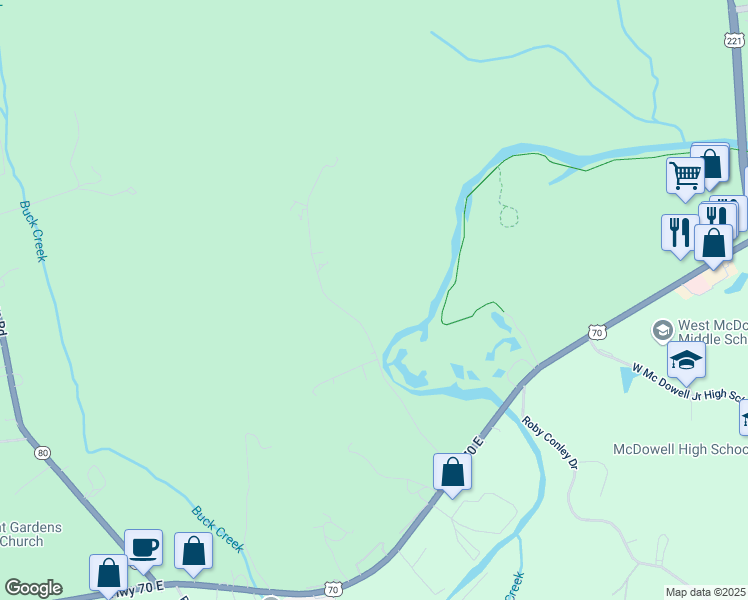 map of restaurants, bars, coffee shops, grocery stores, and more near 594 Major Conley Road in Marion
