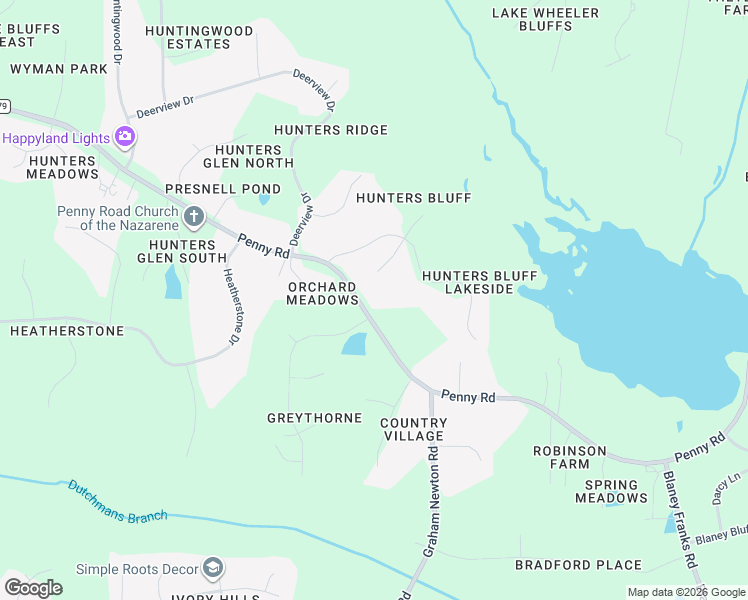 map of restaurants, bars, coffee shops, grocery stores, and more near 8012 Penny Road in Raleigh