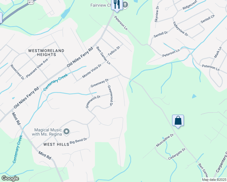map of restaurants, bars, coffee shops, grocery stores, and more near 618 Greenwood Drive in Maryville