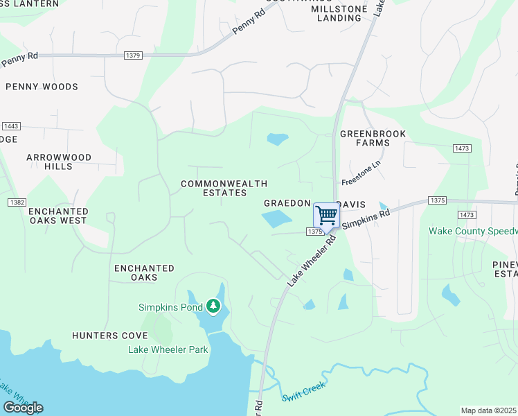 map of restaurants, bars, coffee shops, grocery stores, and more near 1203 Graedon Drive in Raleigh
