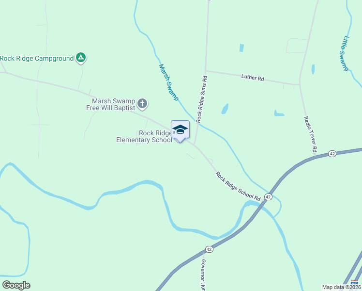 map of restaurants, bars, coffee shops, grocery stores, and more near 6605 Rock Ridge School Road in Wilson
