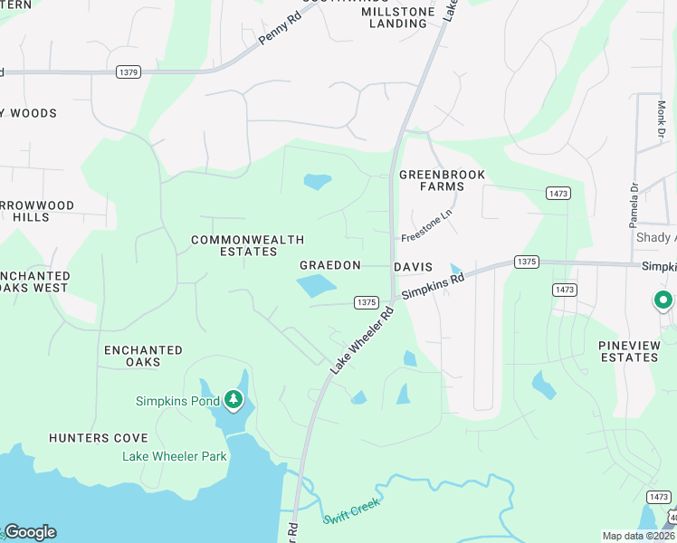 map of restaurants, bars, coffee shops, grocery stores, and more near 1205 Graedon Drive in Raleigh