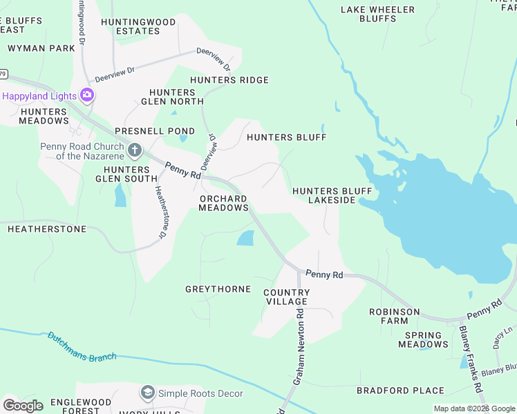 map of restaurants, bars, coffee shops, grocery stores, and more near 8012 Penny Road in Raleigh