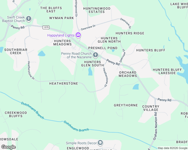 map of restaurants, bars, coffee shops, grocery stores, and more near 5744 Heatherstone Drive in Raleigh
