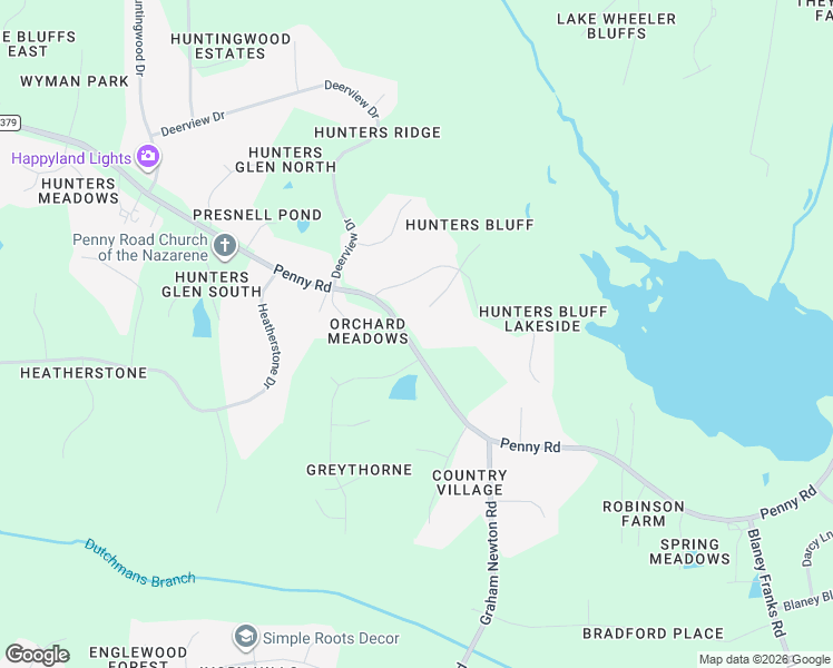 map of restaurants, bars, coffee shops, grocery stores, and more near 3600 Sparrow Pond Lane in Raleigh