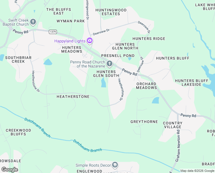 map of restaurants, bars, coffee shops, grocery stores, and more near 5744 Heatherstone Drive in Raleigh
