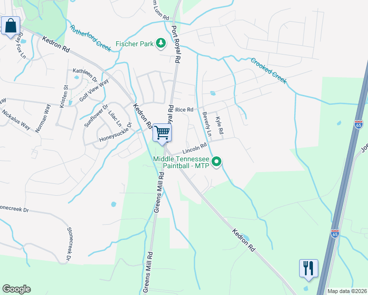 map of restaurants, bars, coffee shops, grocery stores, and more near 1012 Beverly Road in Spring Hill