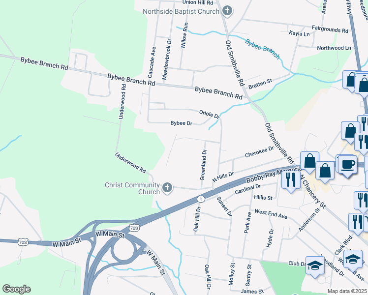 map of restaurants, bars, coffee shops, grocery stores, and more near 216 Vinewood Road in McMinnville
