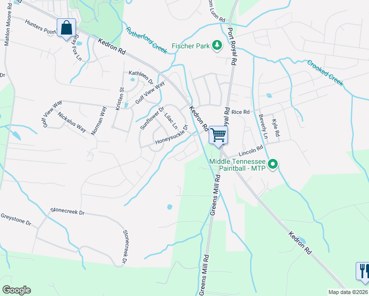 map of restaurants, bars, coffee shops, grocery stores, and more near 3022 Honeysuckle Drive in Spring Hill