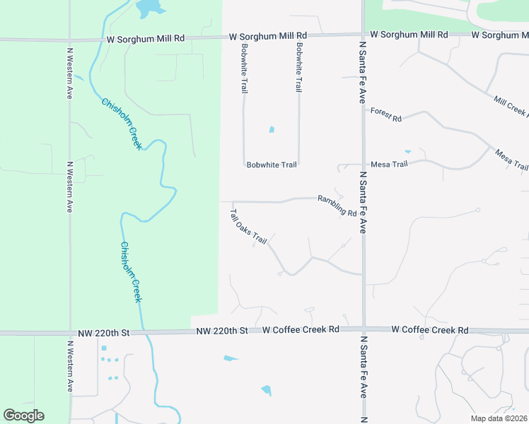 map of restaurants, bars, coffee shops, grocery stores, and more near 2401 Rambling Road in Edmond
